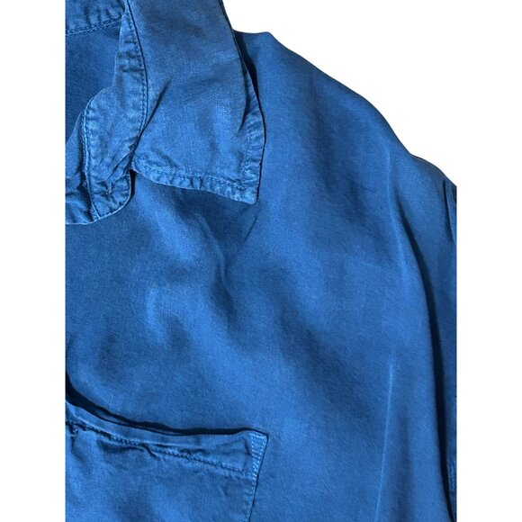 Wonderly Women Sleeveless Button Up Dress 1X Blue Lightweight Tunic Pockets 1810 - Picture 3 of 6